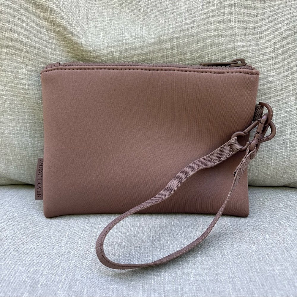 Dagne Dover wristlet clutch small purple like new neoprene wallet